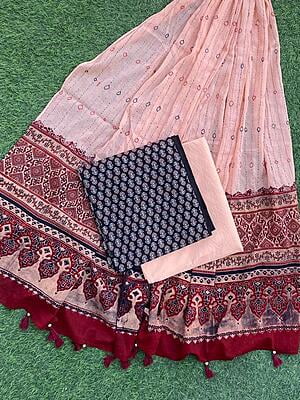 Ajrakh Suit With Kantha Dupatta Catalogue 3-3