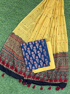 Ajrakh Suit With Kantha Dupatta Catalogue 3-9