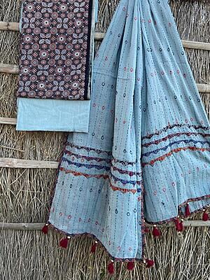 Ajrakh Suit With Kantha Dupatta Catalogue 1-15