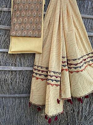 Ajrakh Suit With Kantha Dupatta Catalogue 1-18