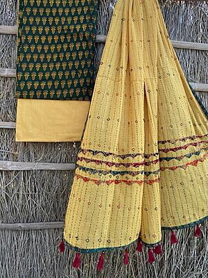 Ajrakh Suit With Kantha Dupatta Catalogue 1-19