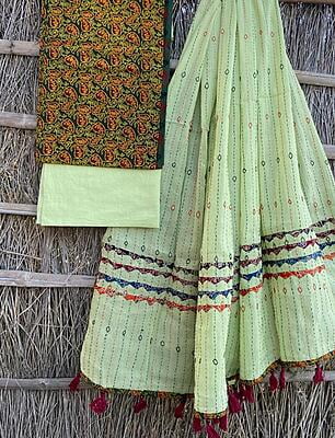 Ajrakh Suit With Kantha Dupatta Catalogue 1-25