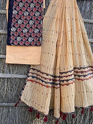 Ajrakh Suit With Kantha Dupatta Catalogue 1-5
