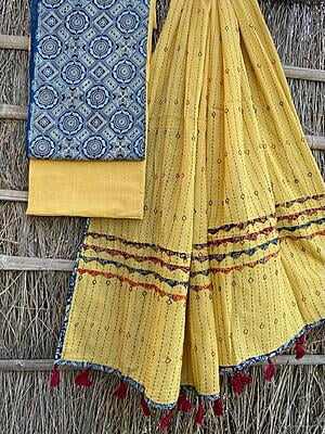 Ajrakh Suit With Kantha Dupatta Catalogue 1-6
