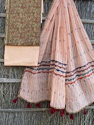 Ajrakh Suit With Kantha Dupatta Catalogue 1-7