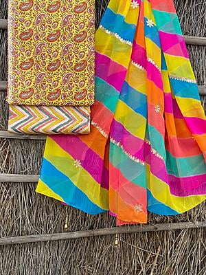 Ajrakh Suit With Leheriya Dupatta Catalogue 1-10 Ajrakh Suit With Leheriya Dupatta Catalogue 1-10