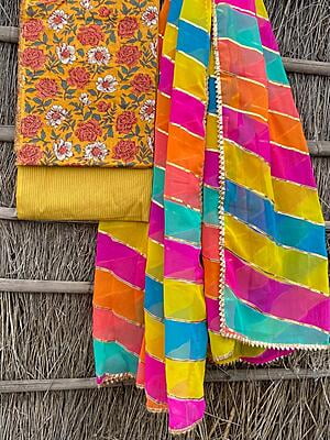 Ajrakh Suit With Leheriya Dupatta Catalogue 1-4 Ajrakh Suit With Leheriya Dupatta Catalogue 1-4