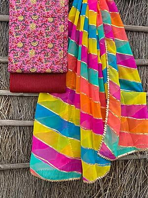 Ajrakh Suit With Leheriya Dupatta Catalogue 1-5 Ajrakh Suit With Leheriya Dupatta Catalogue 1-5