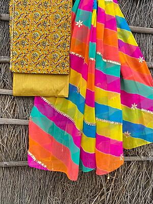 Ajrakh Suit With Leheriya Dupatta Catalogue 1-6 Ajrakh Suit With Leheriya Dupatta Catalogue 1-6