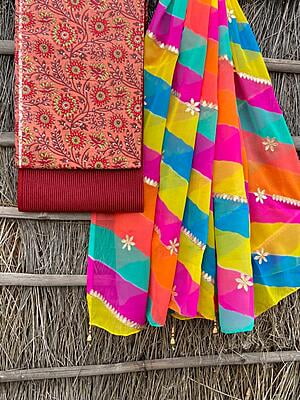 Ajrakh Suit With Leheriya Dupatta Catalogue 1-9 Ajrakh Suit With Leheriya Dupatta Catalogue 1-9