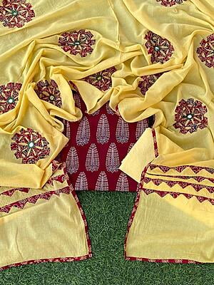 Ajrakh Suit With Mirror Work Dupatta Catalogue 2-11 Ajrakh Suit With Mirror Work Dupatta Catalogue 2-11