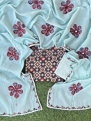 Ajrakh Suit With Mirror Work Dupatta Catalogue 2-12 Ajrakh Suit With Mirror Work Dupatta Catalogue 2-12