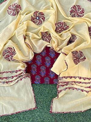 Ajrakh Suit With Mirror Work Dupatta Catalogue 2-18 Ajrakh Suit With Mirror Work Dupatta Catalogue 2-18