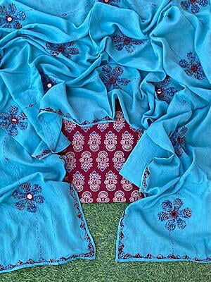 Ajrakh Suit With Mirror Work Dupatta Catalogue 2-22 Ajrakh Suit With Mirror Work Dupatta Catalogue 2-22