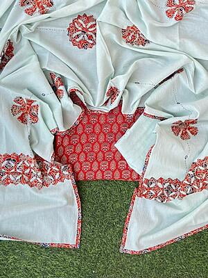 Ajrakh Suit With Mirror Work Dupatta Catalogue 2-37 Ajrakh Suit With Mirror Work Dupatta Catalogue 2-37