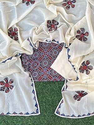 Ajrakh Suit With Mirror Work Dupatta Catalogue 2-4 Ajrakh Suit With Mirror Work Dupatta Catalogue 2-4