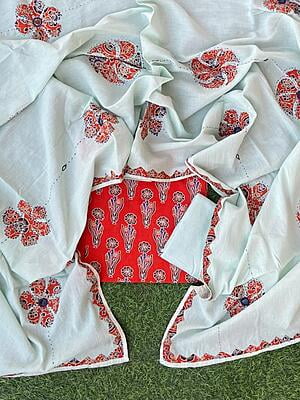 Ajrakh Suit With Mirror Work Dupatta Catalogue 2-42 Ajrakh Suit With Mirror Work Dupatta Catalogue 2-42