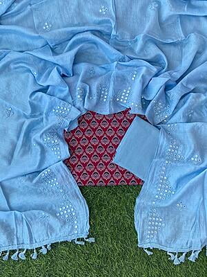 Ajrakh Suit With Mirror Work Dupatta Catalogue 3-2 Ajrakh Suit With Mirror Work Dupatta Catalogue 3-2