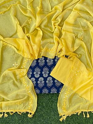 Ajrakh Suit With Mirror Work Dupatta Catalogue 3-5 Ajrakh Suit With Mirror Work Dupatta Catalogue 3-5