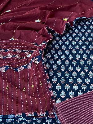 Ajrakh Unstitched Suit With Mirror Work Dupatta-11 Ajrakh Unstitched Suit With Mirror Work Dupatta-11