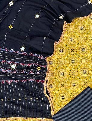 Ajrakh Unstitched Suit With Mirror Work Dupatta-21 Ajrakh Unstitched Suit With Mirror Work Dupatta-21