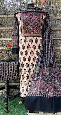 Ajrakh Neck Work Suit With Ajrakh Dupatta Catalogue 1-12 Ajrakh Neck Work Suit With Ajrakh Dupatta Catalogue 1-12