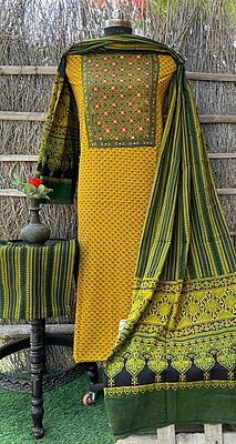Ajrakh Neck Work Suit With Ajrakh Dupatta Catalogue 1-15 Ajrakh Neck Work Suit With Ajrakh Dupatta Catalogue 1-15