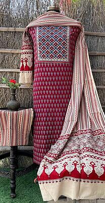 Ajrakh Neck Work Suit With Ajrakh Dupatta Catalogue 1-17 Ajrakh Neck Work Suit With Ajrakh Dupatta Catalogue 1-17