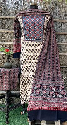 Ajrakh Neck Work Suit With Ajrakh Dupatta Catalogue 1-18 Ajrakh Neck Work Suit With Ajrakh Dupatta Catalogue 1-18