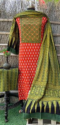 Ajrakh Neck Work Suit With Ajrakh Dupatta Catalogue 1-23 Ajrakh Neck Work Suit With Ajrakh Dupatta Catalogue 1-23