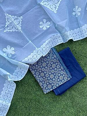 Ajrakh Suit With Patch Work Dupatta Catalogue 2-13 Ajrakh Suit With Patch Work Dupatta Catalogue 2-13