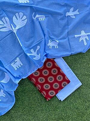 Ajrakh Suit With Patch Work Dupatta Catalogue 2-15 Ajrakh Suit With Patch Work Dupatta Catalogue 2-15