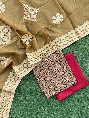Ajrakh Suit With Patch Work Dupatta Catalogue 2-8 Ajrakh Suit With Patch Work Dupatta Catalogue 2-8
