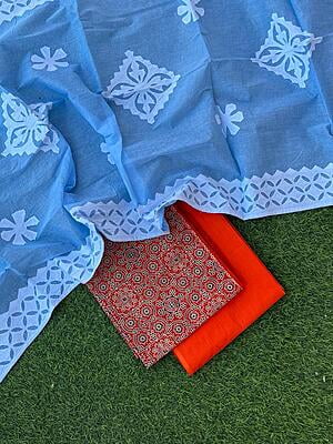 Ajrakh Suit With Patch Work Dupatta Catalogue 3-16 Ajrakh Suit With Patch Work Dupatta Catalogue 3-16