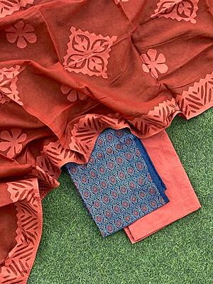 Ajrakh Suit With Patch Work Dupatta Catalogue 3-24 Ajrakh Suit With Patch Work Dupatta Catalogue 3-24