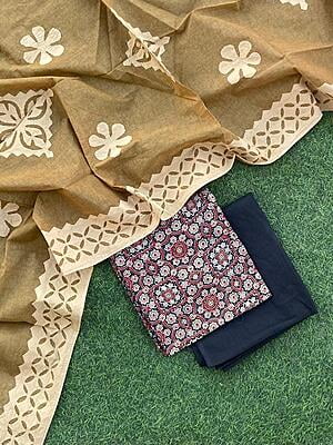Ajrakh Suit With Patch Work Dupatta Catalogue 3-26 Ajrakh Suit With Patch Work Dupatta Catalogue 3-26