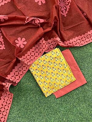 Ajrakh Suit With Patch Work Dupatta Catalogue 3-29 Ajrakh Suit With Patch Work Dupatta Catalogue 3-29