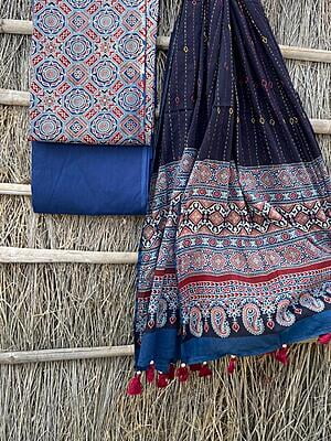Ajrakh Suit With Kantha Dupatta Catalogue 4-11