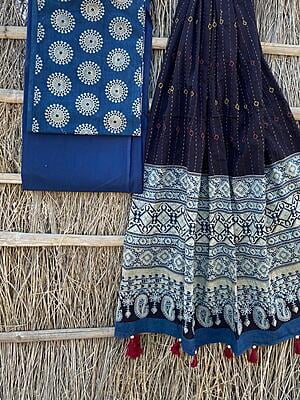 Ajrakh Suit With Kantha Dupatta Catalogue 4-13