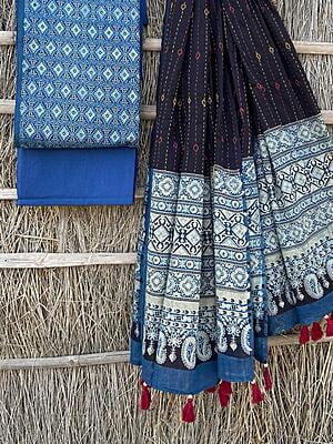 Ajrakh Suit With Kantha Dupatta Catalogue 4-15