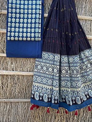 Ajrakh Suit With Kantha Dupatta Catalogue 4-17