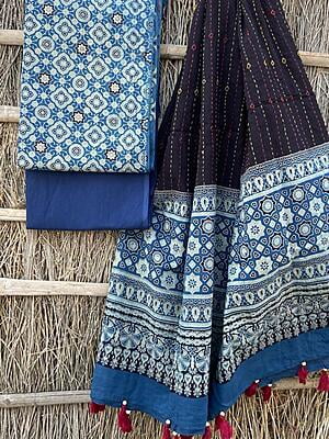 Ajrakh Suit With Kantha Dupatta Catalogue 4-18