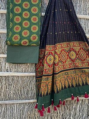 Ajrakh Suit With Kantha Dupatta Catalogue 4-19