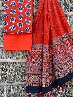 Ajrakh Suit With Kantha Dupatta Catalogue 4-2