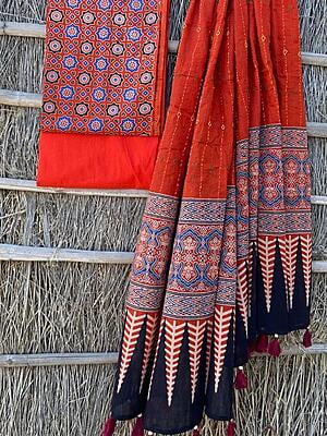 Ajrakh Suit With Kantha Dupatta Catalogue 4-20
