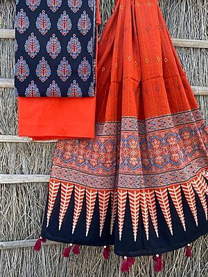 Ajrakh Suit With Kantha Dupatta Catalogue 4-4