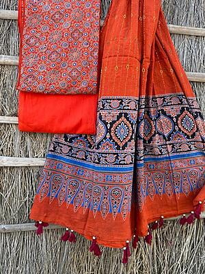 Ajrakh Suit With Kantha Dupatta Catalogue 4-7