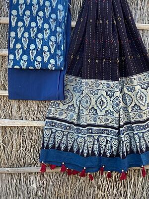 Ajrakh Suit With Kantha Dupatta Catalogue 4-9