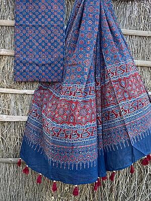 Ajrakh Printed Top-Dupatta Set-4