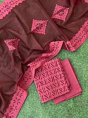 Applique Unstitched Suit With Applique Top Series 1-17